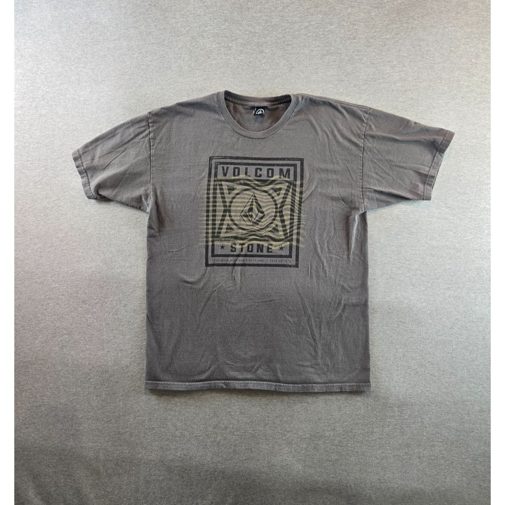 Vintage Volcom Stone Shirt Mens Large Gray‎ Short Sleeve Big Logo Y2K Skateboard